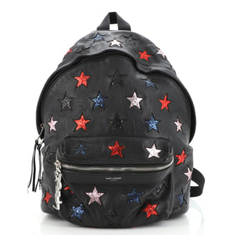 Saint Laurent City Backpack Glitter Inlaid Leather Mini
