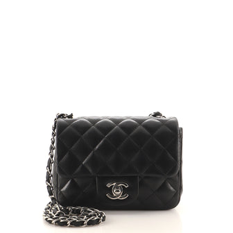 Chanel Square Classic Single Flap Bag Quilted Lambskin Mini
