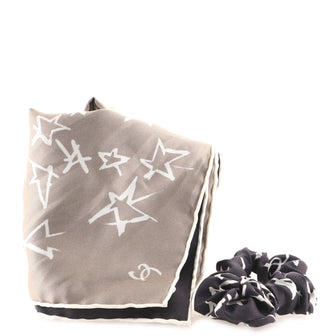 Chanel Scrunchie and Scarf Tie Printed Silk
