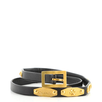 Chanel Vintage Lucky Charm Plate Belt Leather and Metal