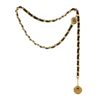 Chanel Vintage Medallion Chain Belt Metal and Leather