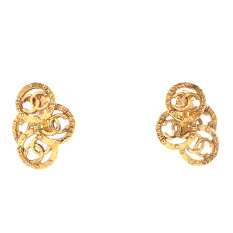 Chanel Vintage Cut-Out CC Medallion Cluster Earrings Metal