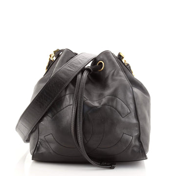 Chanel Vintage CC Drawstring Bucket Bag Lambskin Small