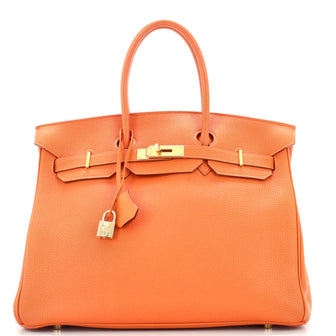 Hermes Birkin Handbag Orange Togo with Gold Hardware 35