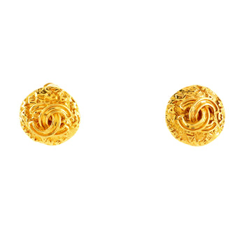 Chanel Vintage CC Round Clip-On Earrings Metal Small