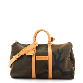 Louis Vuitton Keepall Bandouliere Bag Limited Edition Supreme Camouflage Canvas 45