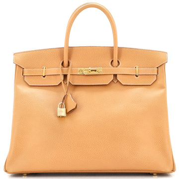 Hermes Birkin Handbag Brown Ardennes with Gold Hardware 40