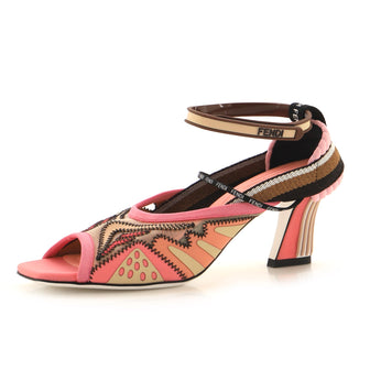 Fendi Women's FFreedom Peep Toe Heels Mesh with Neoprene