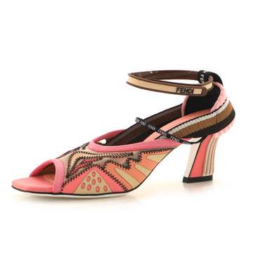Fendi Women's FFreedom Peep Toe Heels Mesh with Neoprene