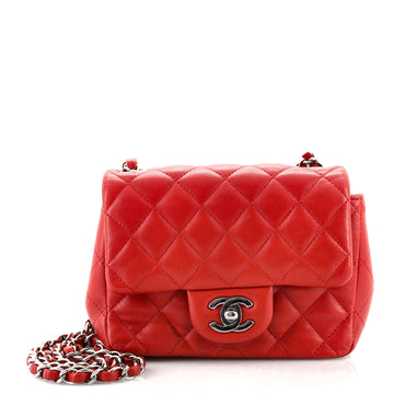 Chanel Square Classic Single Flap Bag Quilted Lambskin Mini