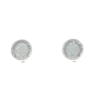 Chanel CC Round Clip-On Earrings Glitter Resin