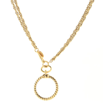 Chanel Magnifying Glass Pendant Necklace Quilted Metal