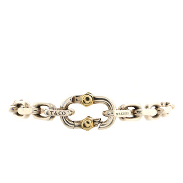 Tiffany & Co. 1837 Makers Chain Bracelet Sterling Silver with 18K Yellow Gold Wide