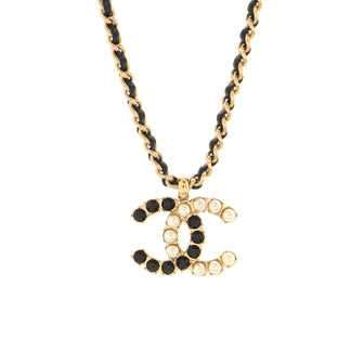 Chanel CC Logo Statement Necklace Metal with Leather, Faux Pearls and Crystals