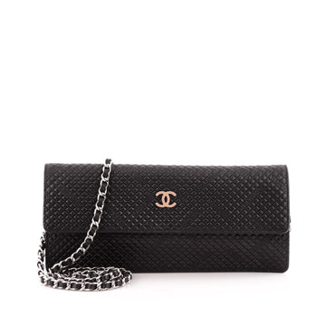 Chanel Wallet On Chain Clutch Embossed Leather Long