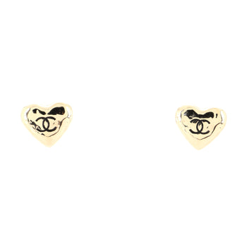 Chanel CC Heart Stud Earrings Metal
