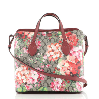 Gucci Signature Fold Over Tote Blooms Print GG Coated Canvas Medium