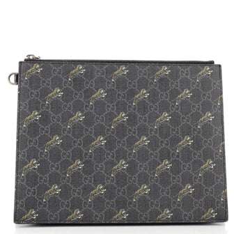 Gucci Zipped Pouch Printed GG Coated Canvas Medium