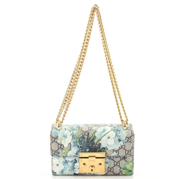 Gucci Padlock Shoulder Bag Blooms Print GG Coated Canvas Small