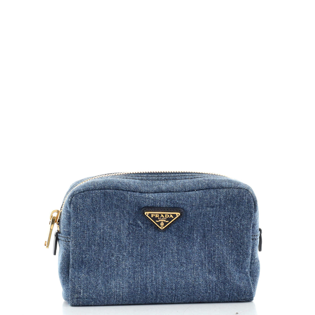 Prada Cosmetic Pouch Denim Small Blue 1362091