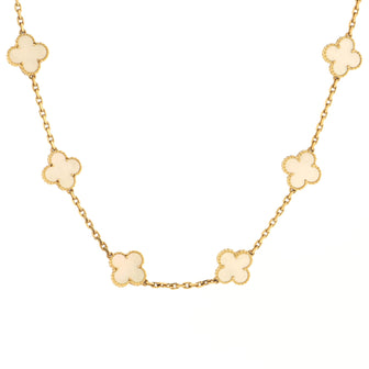 Van Cleef & Arpels Vintage Alhambra 10 Motifs Necklace 18K Yellow Gold and Mother of Pearl