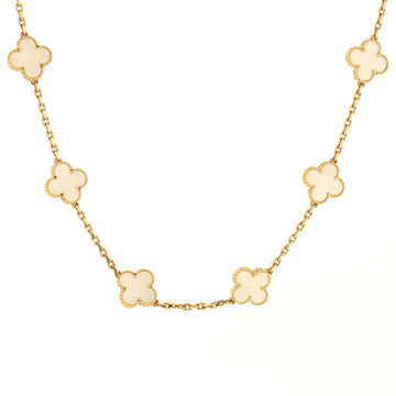 Van Cleef & Arpels Vintage Alhambra 10 Motifs Necklace 18K Yellow Gold and Mother of Pearl