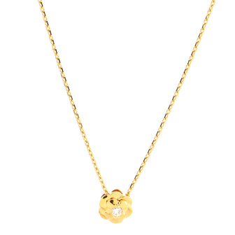 Chanel Camellia Pendant Necklace 18K Yellow Gold with Diamond