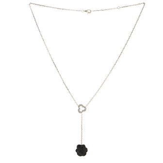 Chanel Camelia Lariat Necklace 18K White Gold with Diamonds and Onyx
