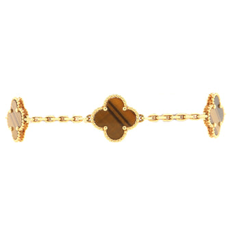 Van Cleef & Arpels Vintage Alhambra 5 Motifs Bracelet 18K Yellow Gold and Tiger Eye