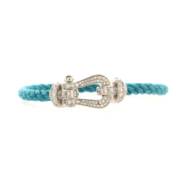 Fred Paris Force 10 Bracelet Woven Cord and Stainless Steel with 18K White Gold and Pave Diamonds Large
