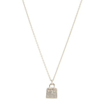Hermes Birkin Amulette Pendant Necklace 18K White Gold and Diamonds