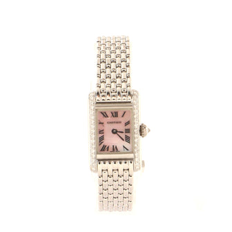 Cartier Tank Mini Quartz Watch White Gold with Diamond Bezel and Mother of Pearl 16