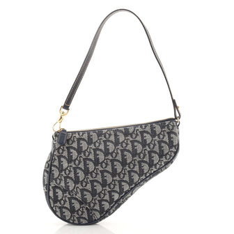 Christian Dior Vintage Saddle Bag Diorissimo Canvas Mini