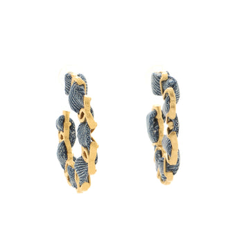 Chanel CC Link Hoop Earrings Metal and Denim