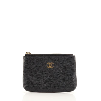Chanel Zip Key Pouch Quilted Caviar