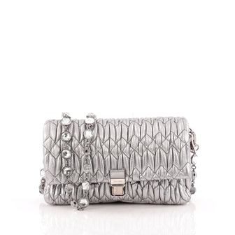 Miu Miu Crystal 2way Pouch Matelasse Leather Small