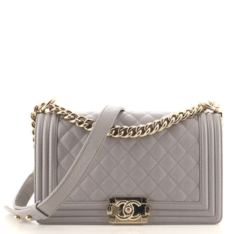 Chanel Boy Flap Bag Quilted Caviar Old Medium