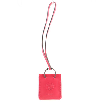 Hermes Orange Shopping Bag Charm Milo Lambskin and Swift