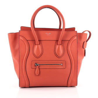 Celine Luggage Handbag Grainy Leather Micro