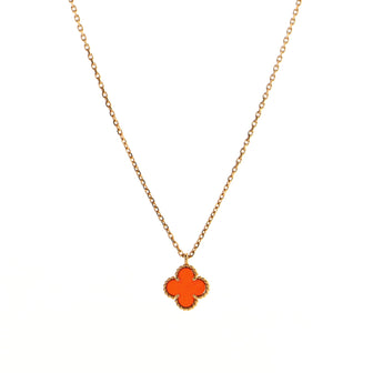 Van Cleef & Arpels Sweet Alhambra Pendant Necklace 18K Rose Gold and Carnelian