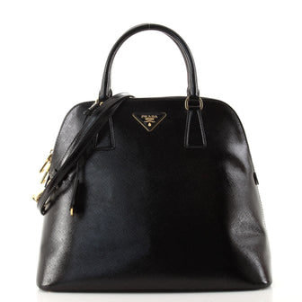 Prada Zip Around Convertible Dome Satchel Vernice Saffiano Leather North South