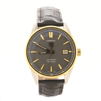 Tag Heuer Carrera Calibre 5 Automatic Watch Stainless Steel and Yellow Gold with Alligator 39