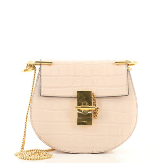 Chloe Drew Crossbody Bag Crocodile Embossed Leather Mini