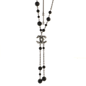 Chanel CC Bead Drop Lariat Necklace Ruthenium with Crystals, Faux Pearls and Beads