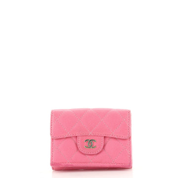 Chanel Trifold Classic Flap Wallet Quilted Caviar Small