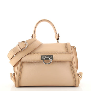 Salvatore Ferragamo Sofia Satchel Pebbled Leather Medium