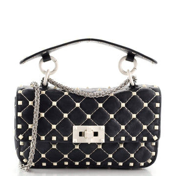 Valentino Rockstud Spike Flap Bag Quilted Leather Small