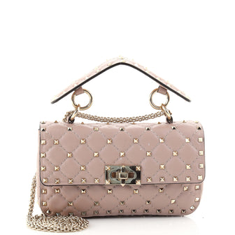 Valentino Rockstud Spike Flap Bag Quilted Leather Small