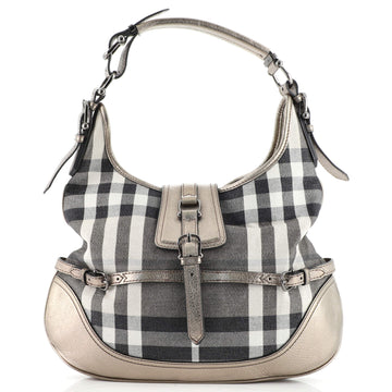 Burberry Buckle Hobo Check Canvas and Leather Medium