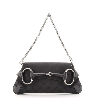 Gucci Horsebit Chain Clutch GG Canvas with Leather Medium